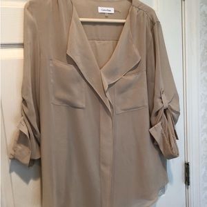 Long sleeve cream light fabric blouse Calvin Klein